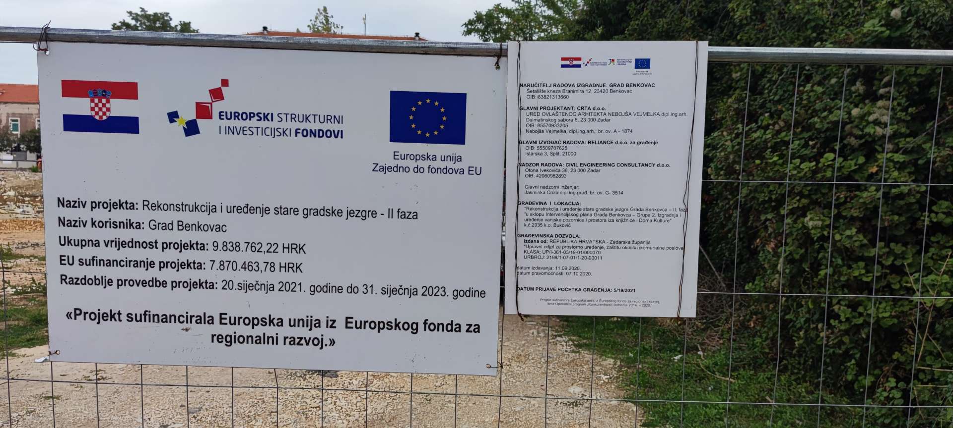 RECONSTRUCTION AND DEVELOPMENT OF THE OLD TOWN CENTRE – PHASE 2, BENKOVAC - 