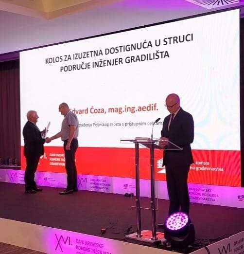Edvard Ćoza dobitnik nagrade KOLOS za izuzetna dostignuća u struci inženjera gradilišta - 
